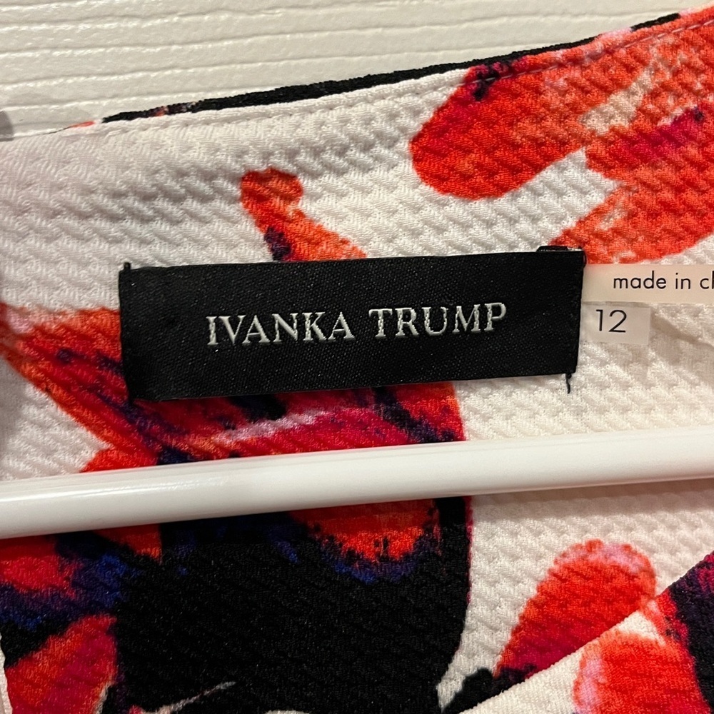 Ivanka Trump Coral and Black Floral Midi Dress - Picture 4 of 4